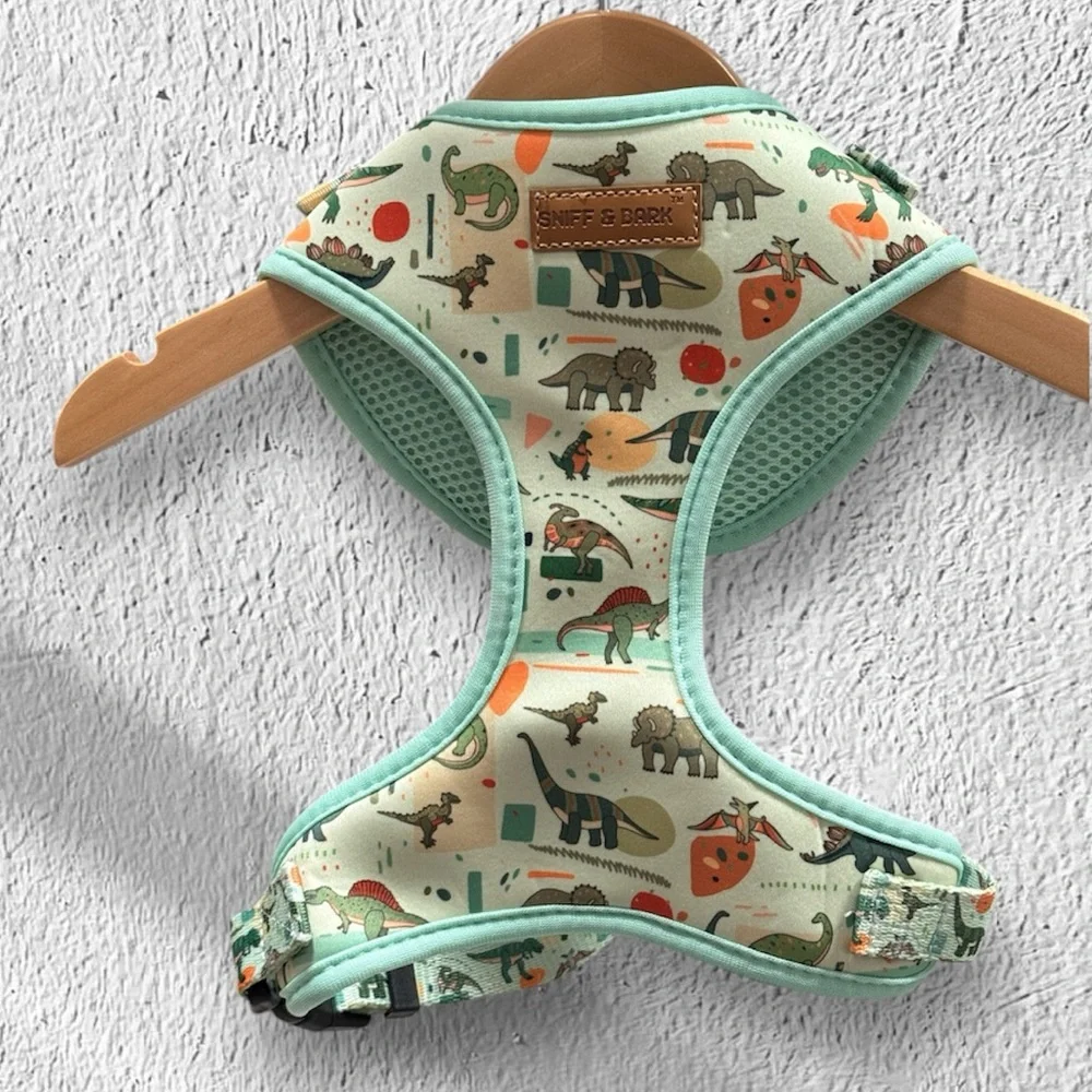 Sniff & Bark Dinosaur Print Harness in size Small NEW WITH CANVAS BAG